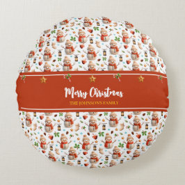 Snowman Winter Holidays - Merry Christmas Rundes Kissen