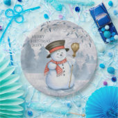Snowman Winter Merry Typografie Weihnachten Pappteller (Party)