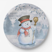 Snowman Winter Merry Typografie Weihnachten Pappteller (Vorderseite)