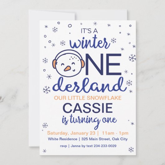 Snowman Winter ONEderland Einladung (Vorderseite)