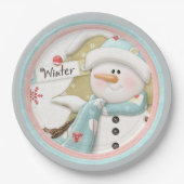 Snowman Winter Paper Plate Party Lieferumfang Pappteller (Vorderseite)