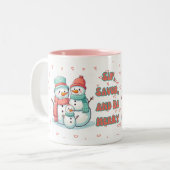 Snowman Winter pastellfarbene Tasse (Vorderseite Links)