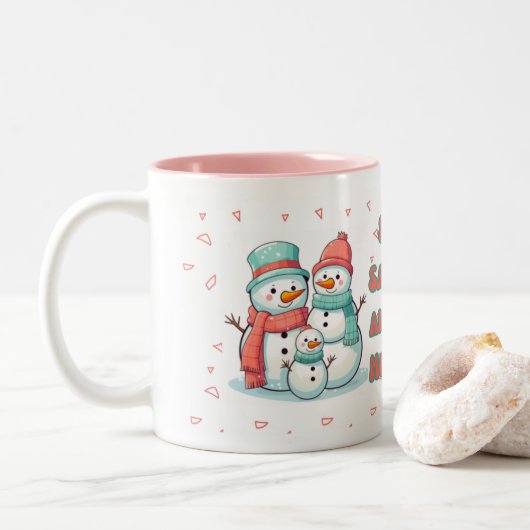 Snowman Winter pastellfarbene Tasse (Mit Donut)