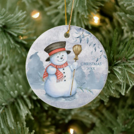 Snowman Winter personalisieren Jahr Niedlichen Wei Keramik Ornament