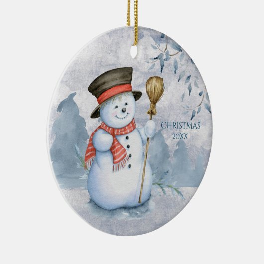 Snowman Winter personalisieren Jahr Niedlichen Wei Keramik Ornament (Rechts)