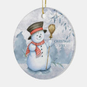 Snowman Winter personalisieren Jahr Niedlichen Wei Keramik Ornament (Links)