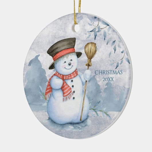 Snowman Winter personalisieren Jahr Niedlichen Wei Keramik Ornament (Links)