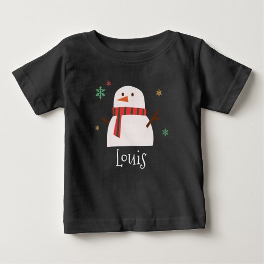 Snowman Winter Personalisiert Baby T-shirt (Vorderseite)