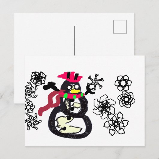 Snowman winter  postkarte (Vorne/Hinten)
