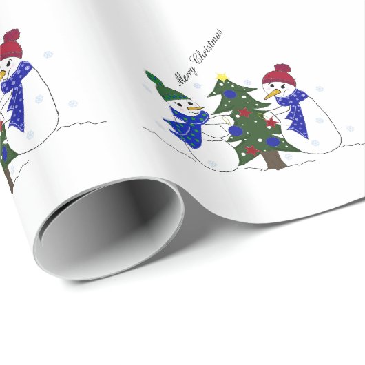 Snowman Winter Scene Geschenkpapier (Rolleneckpunkt)