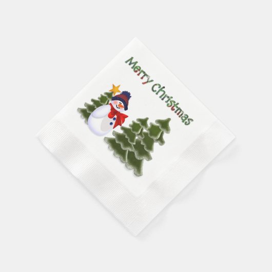 Snowman Winter Scene Napkins Serviette (Ecke)