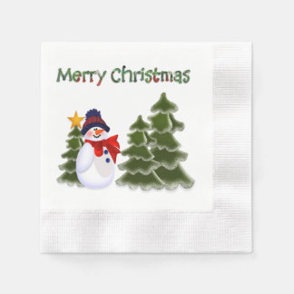 Snowman Winter Scene Napkins Serviette