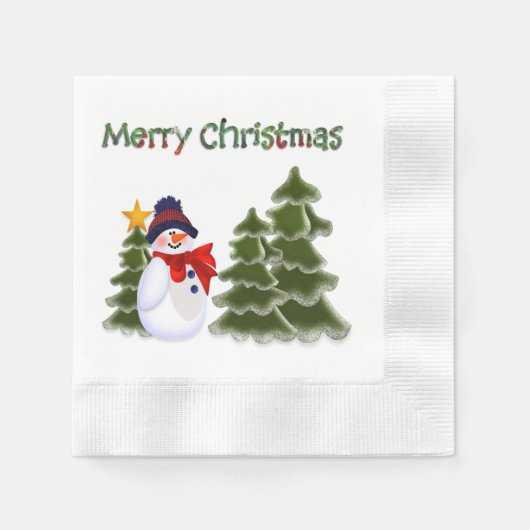 Snowman Winter Scene Napkins Serviette (Vorderseite)