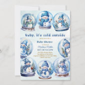 Snowman Winter Theme Baby Boy Dusche Einladung (Vorderseite)