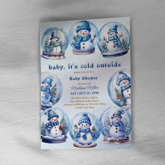 Snowman Winter Theme Baby Boy Dusche Einladung