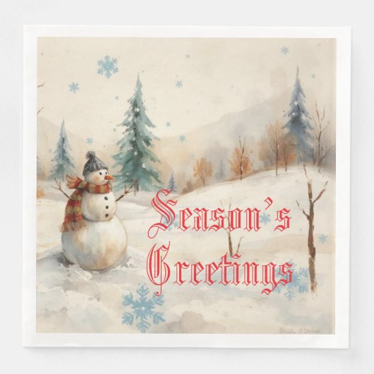 Snowman Winter-Themed Serviette (Vorderseite)