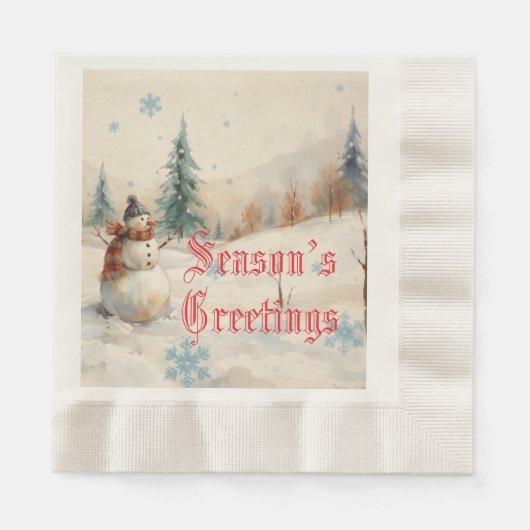 Snowman Winter-Themed Serviette (Vorderseite)