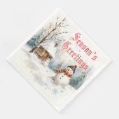 Snowman Winter-Themed Serviette (Ecke)