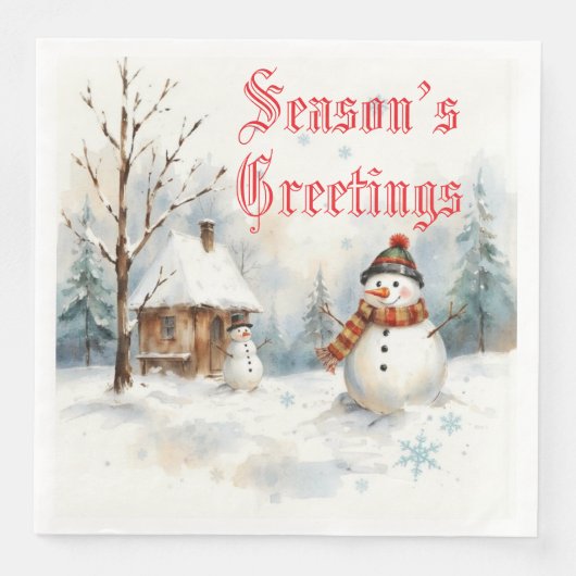 Snowman Winter-Themed Serviette (Vorderseite)