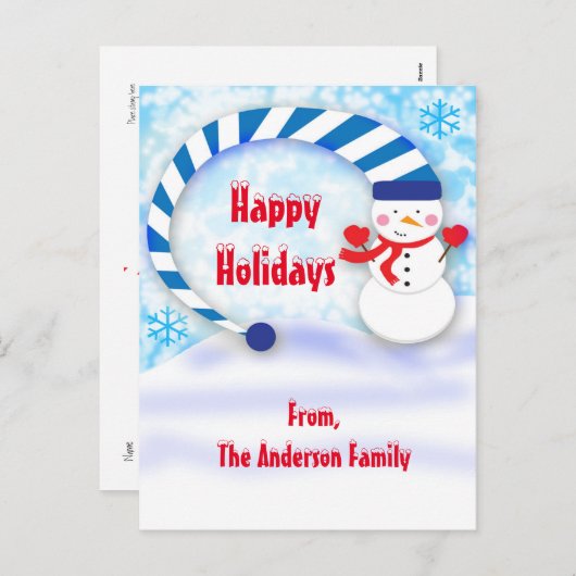 Snowman Winter Weihnachtskarte Postkarte (Vorne/Hinten)