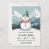 Snowman Winter Wonderland Blue Birthday Einladung (Vorderseite)