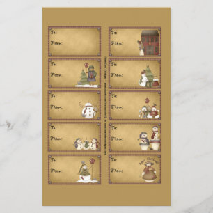 Snowman Wintergeschenktafeln auf einem Blatt - D2