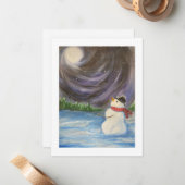 Snowman Winterszene Flat Note Card Mitteilungskarte (Vorderseite/Rückseite Beispiel)