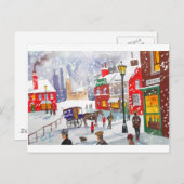 Snowman Winterszene Folkloremalerei nostalgisch Postkarte (Vorne/Hinten)