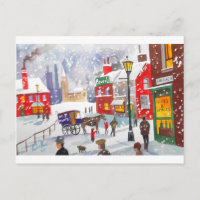 Snowman Winterszene Folkloremalerei nostalgisch