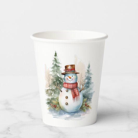 Snowman Winterwald Pappbecher (Rückseite)