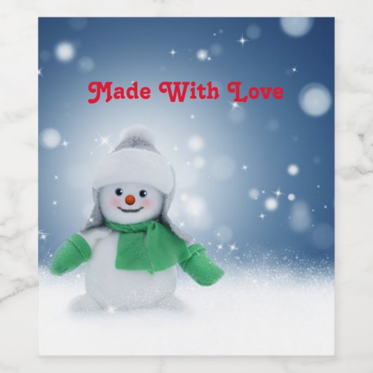 Snowman with a green scarf weinetikett (Einzelnes Label)