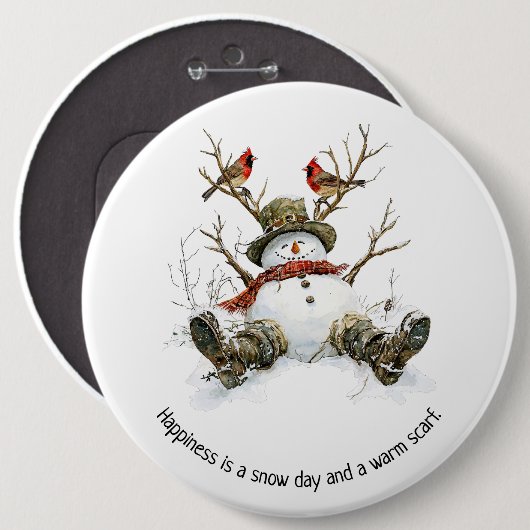 Snowman with Cardinals Button (Vorne & Hinten)