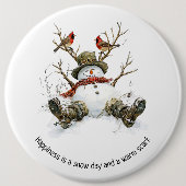 Snowman with Cardinals Button (Vorderseite)