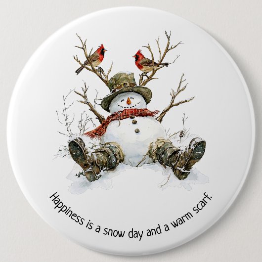 Snowman with Cardinals Button (Vorderseite)