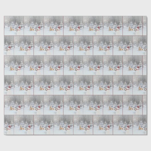 Snowman With Christmas Wreath for a Deer Geschenkpapier (Flach)