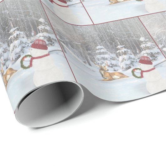 Snowman With Christmas Wreath for a Deer Geschenkpapier (Rolleneckpunkt)