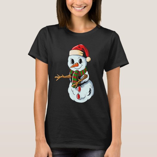 Snowman with Christmashat Floss Dance on Christmas T-Shirt (Vorderseite)