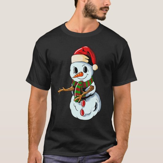 Snowman with Christmashat Floss Dance on Christmas T-Shirt (Vorderseite)
