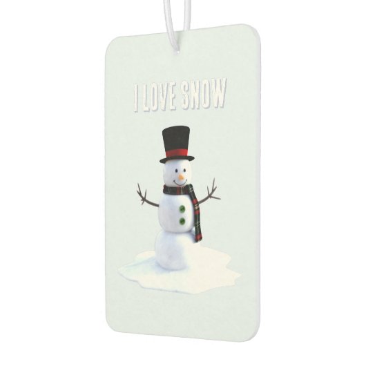 Snowman with hat and scarf. I Love Snow Autolufterfrischer (Links)