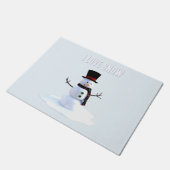 Snowman with hat and scarf. I Love Snow Fußmatte (Schrägansicht)