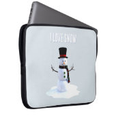 Snowman with hat and scarf. I Love Snow Laptopschutzhülle (Vorne Rechts)