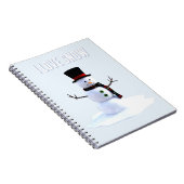 Snowman with hat and scarf. I Love Snow Notizblock (Rechte Seite)