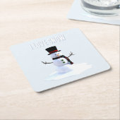 Snowman with hat and scarf. I Love Snow Rechteckiger Pappuntersetzer (angewinkelt)