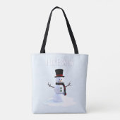Snowman with hat and scarf. I Love Snow Tasche (Rückseite)