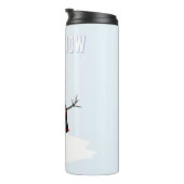 Snowman with hat and scarf. I Love Snow Thermosbecher (Nach rechts gedreht)