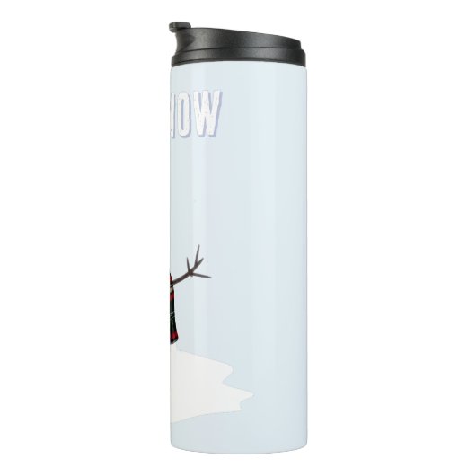 Snowman with hat and scarf. I Love Snow Thermosbecher (Nach rechts gedreht)