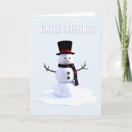 Snowman with hat and scarf. Winter Greetings Karte