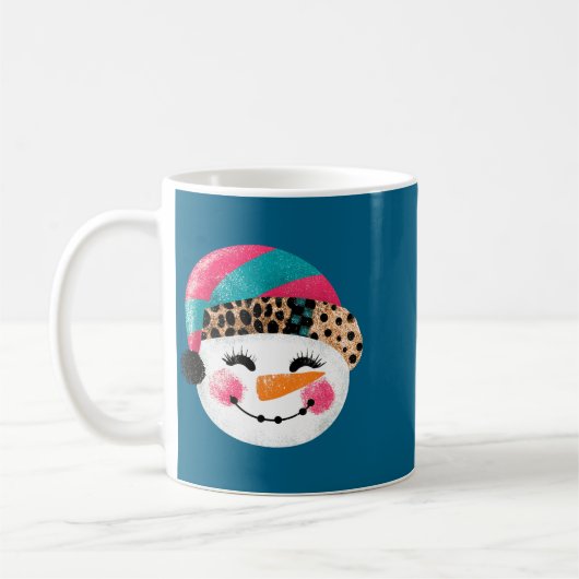 Snowman With Santa Hat And Leopard Pattern  Kaffeetasse (Links)
