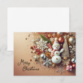 Snowman with Snowflakes and Christmas Stars Einladung (Vorne/Hinten)