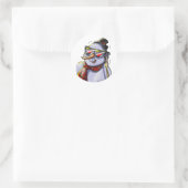 SnOwMaN WiTh SuNgLaSSes Runder Aufkleber (Tasche)
